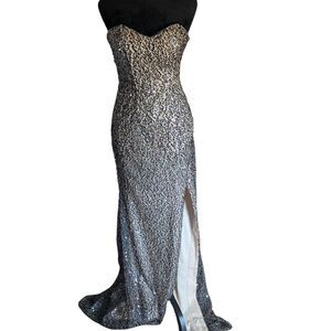 Showstopper! Vintage Sean Collection Sequin Slit Prom Gown - Size 4